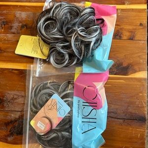 Messy Bun Hair Piece 2pc. Salt and pepper